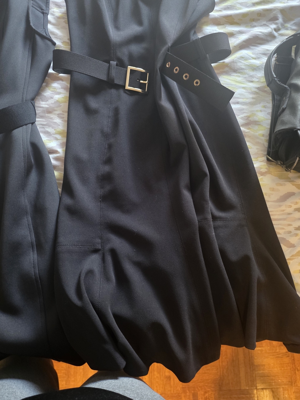 Classic Black Belted A-Line Gown